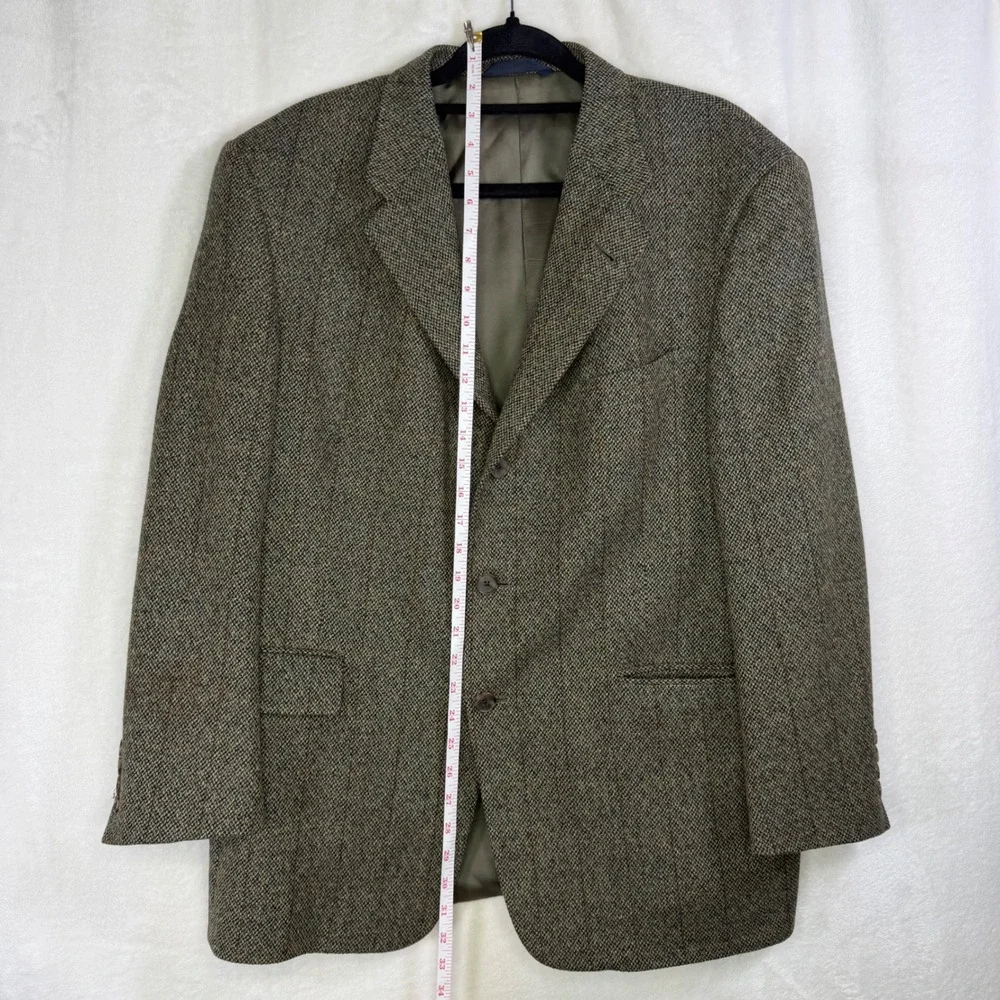 Burberry Sport Coat Men 42S Brown Green Tweed‎ Herringbone Wool Blazer 3 Button